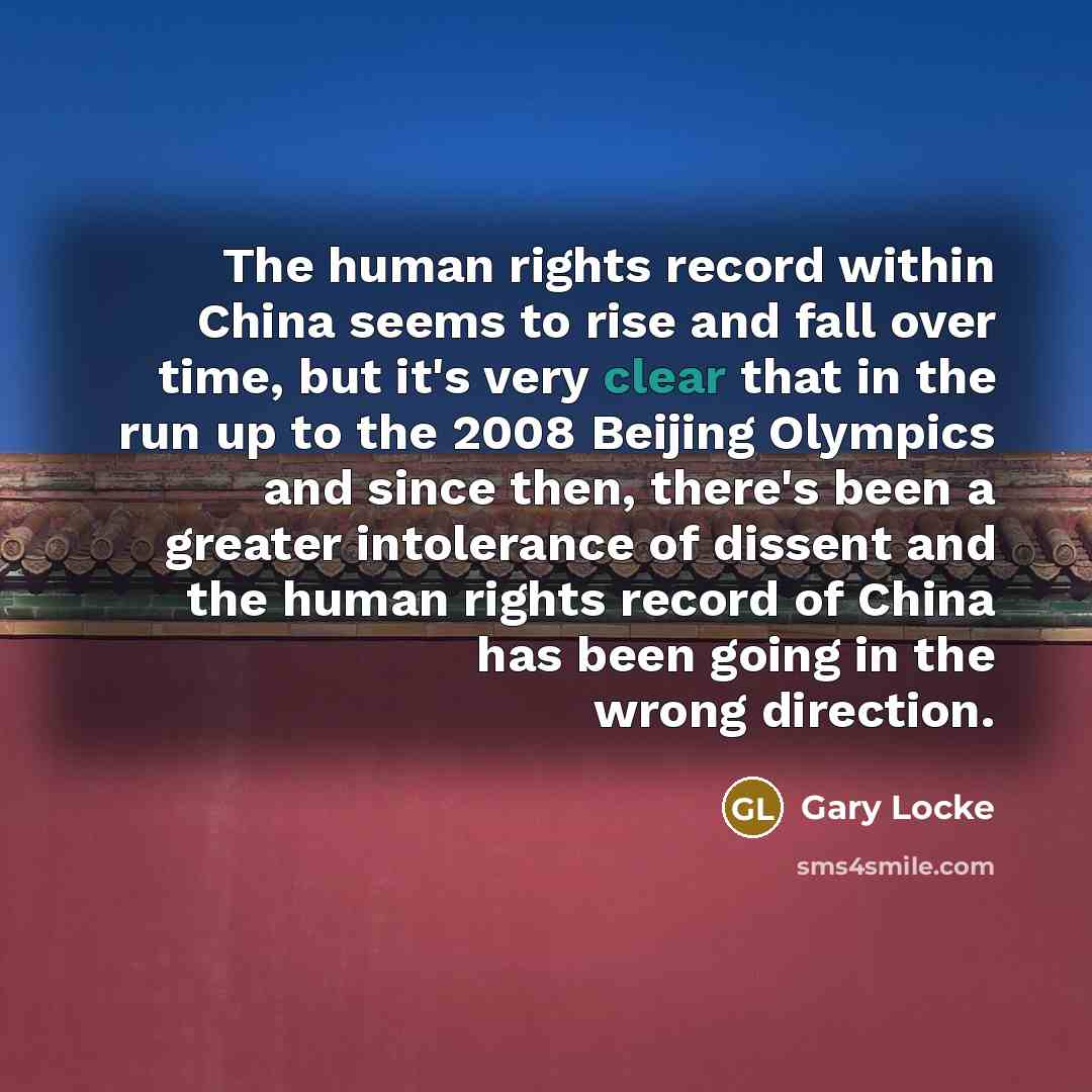 “The human rights record within China seems to rise and…” quote by Gary Locke