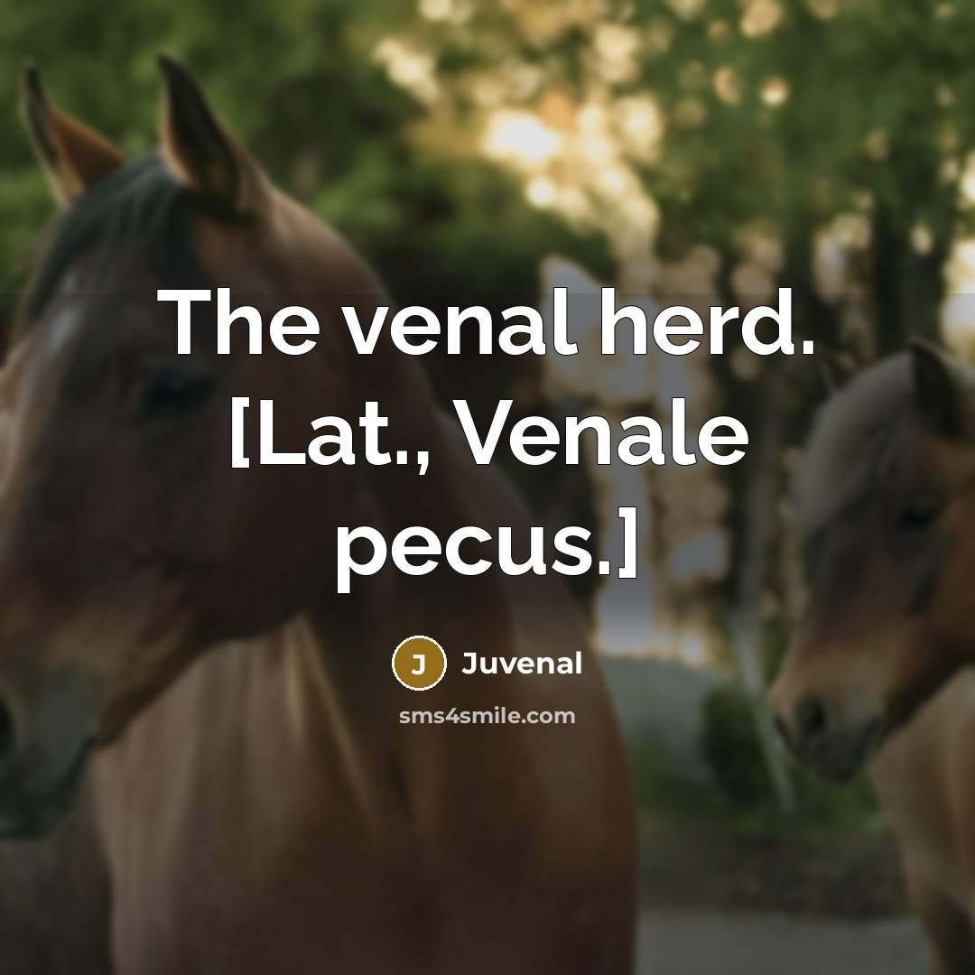 “The venal herd. [Lat., Venale pecus.]…” quote by Juvenal