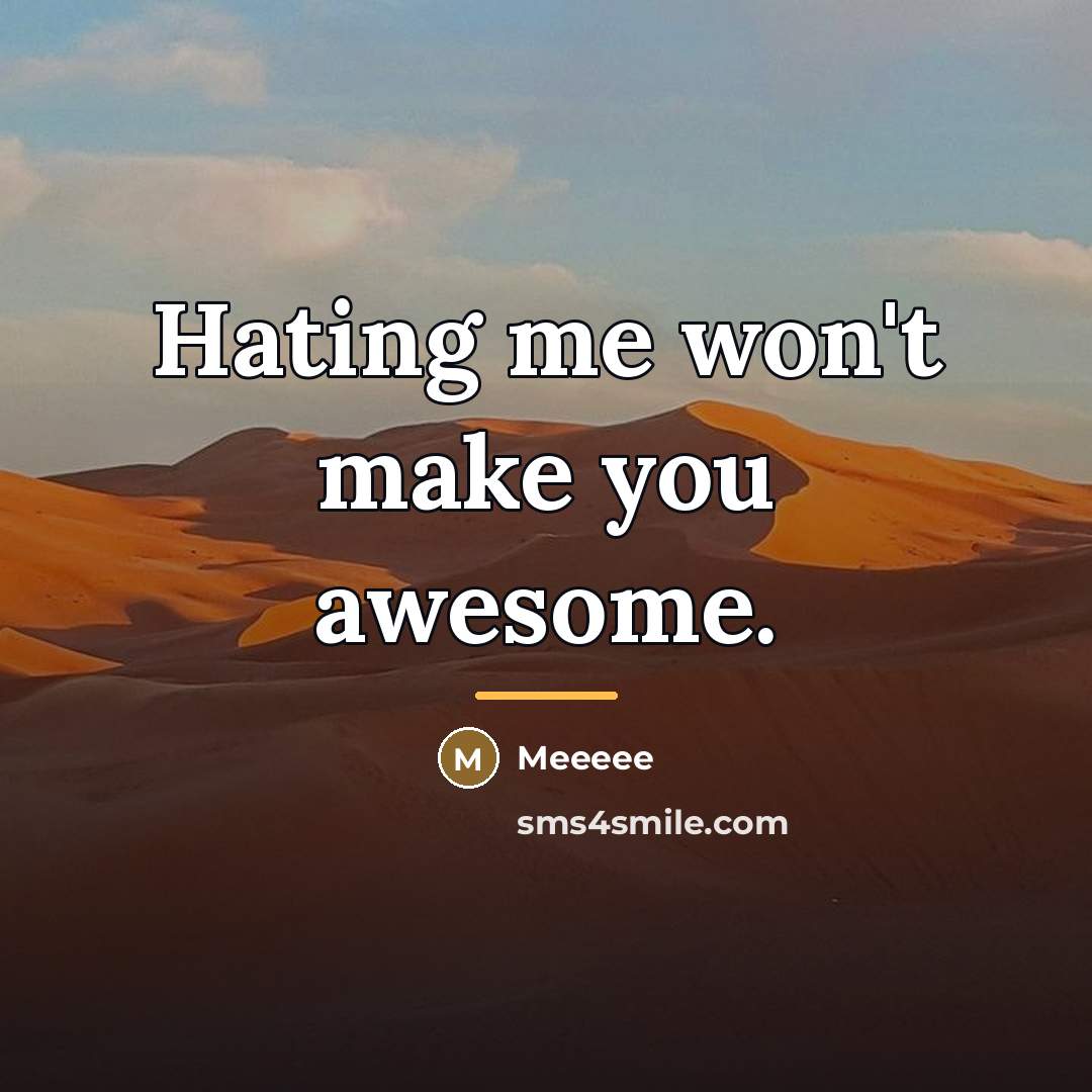 “Hating me won't make you awesome.…” quote by Meeeee