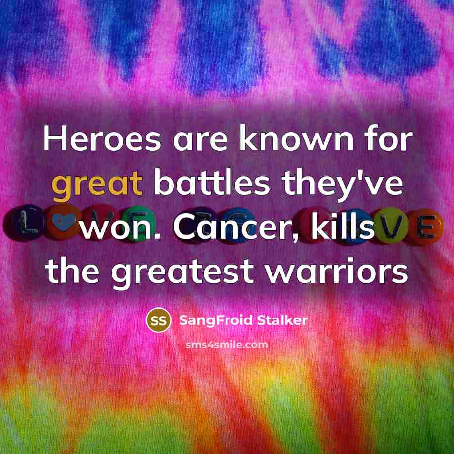 “Heroes are known for great battles they've won. Cancer, kills…” quote by SangFroid Stalker