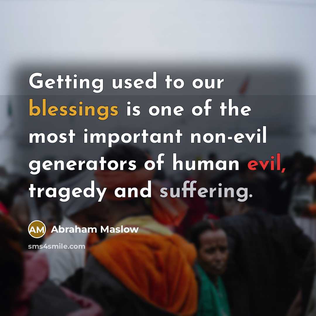 “Getting used to our blessings is one of the most…” quote by Abraham Maslow