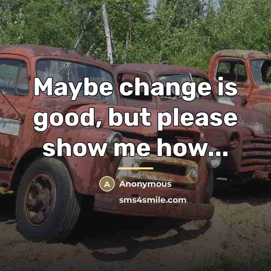 “Maybe change is good, but please show me how...…” quote by Anonymous