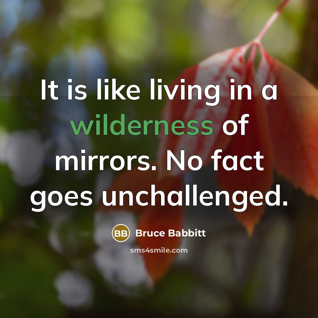 “It is like living in a wilderness of mirrors. No…” quote by Bruce Babbitt