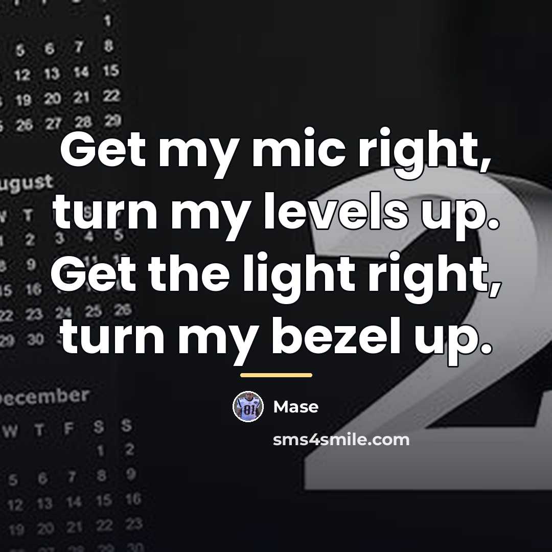 “Get my mic right, turn my levels up. Get the…” quote by Mase