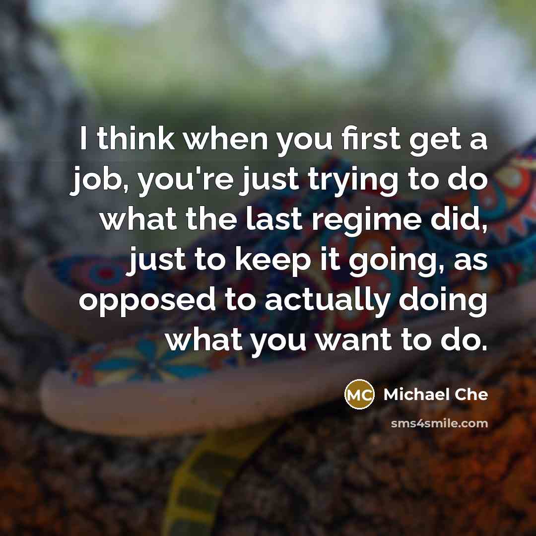 “I think when you first get a job, you're just…” quote by Michael Che