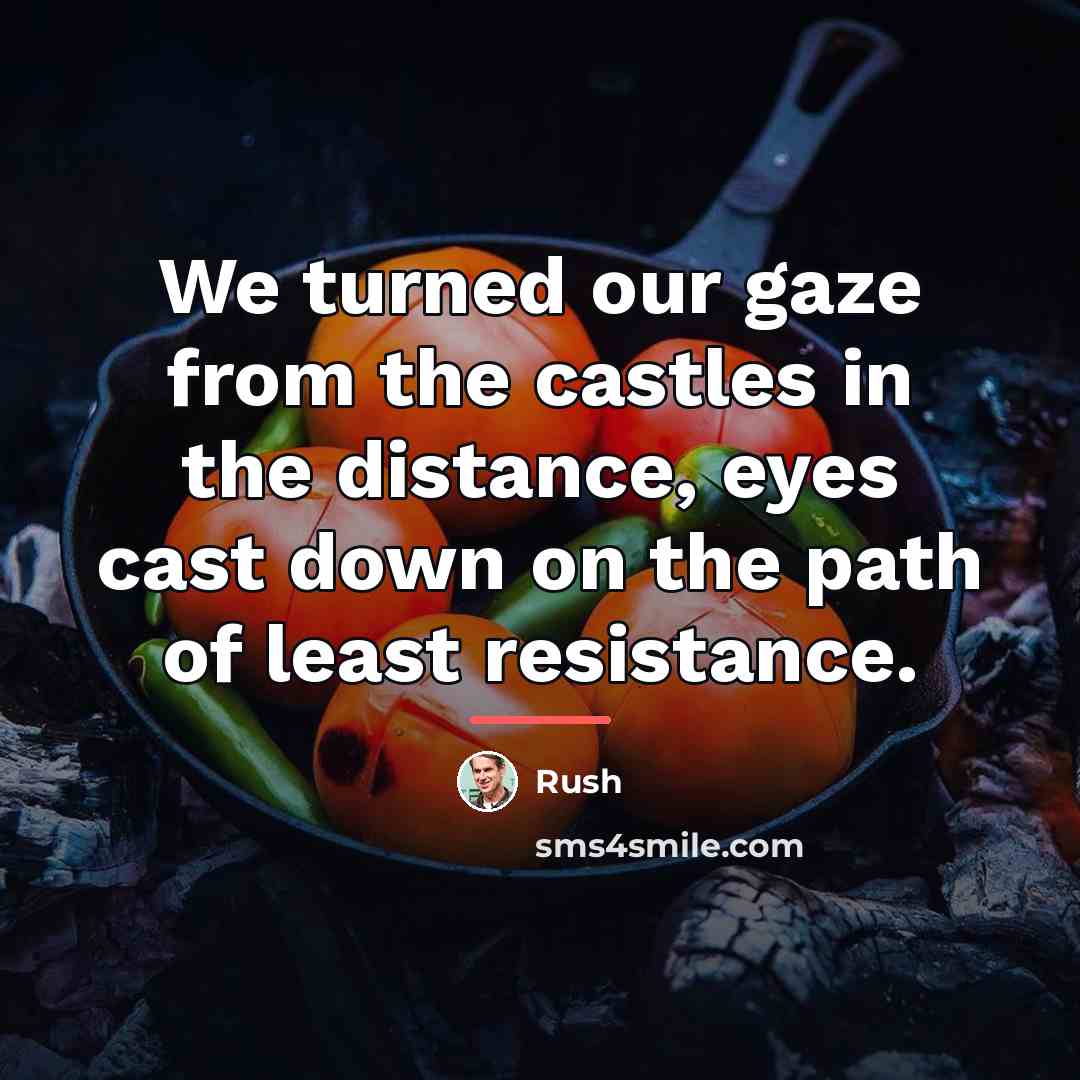 “We turned our gaze from the castles in the distance,…” quote by Rush