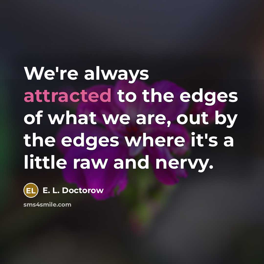“We're always attracted to the edges of what we are, out by the edges where it's a little raw and nervy.” quote by E. L. Doctorow