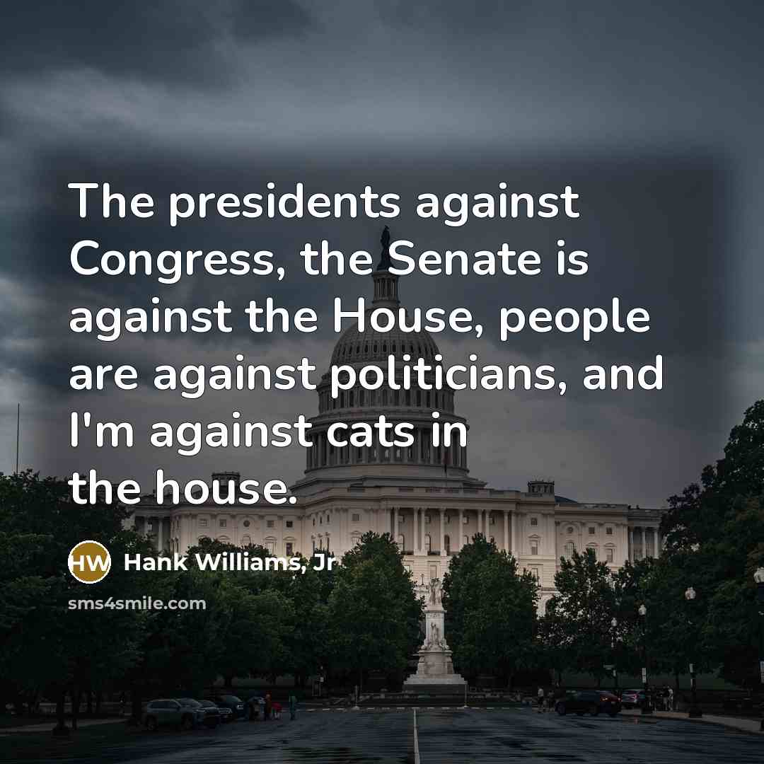 “The presidents against Congress, the Senate is against the House,…” quote by Hank Williams, Jr