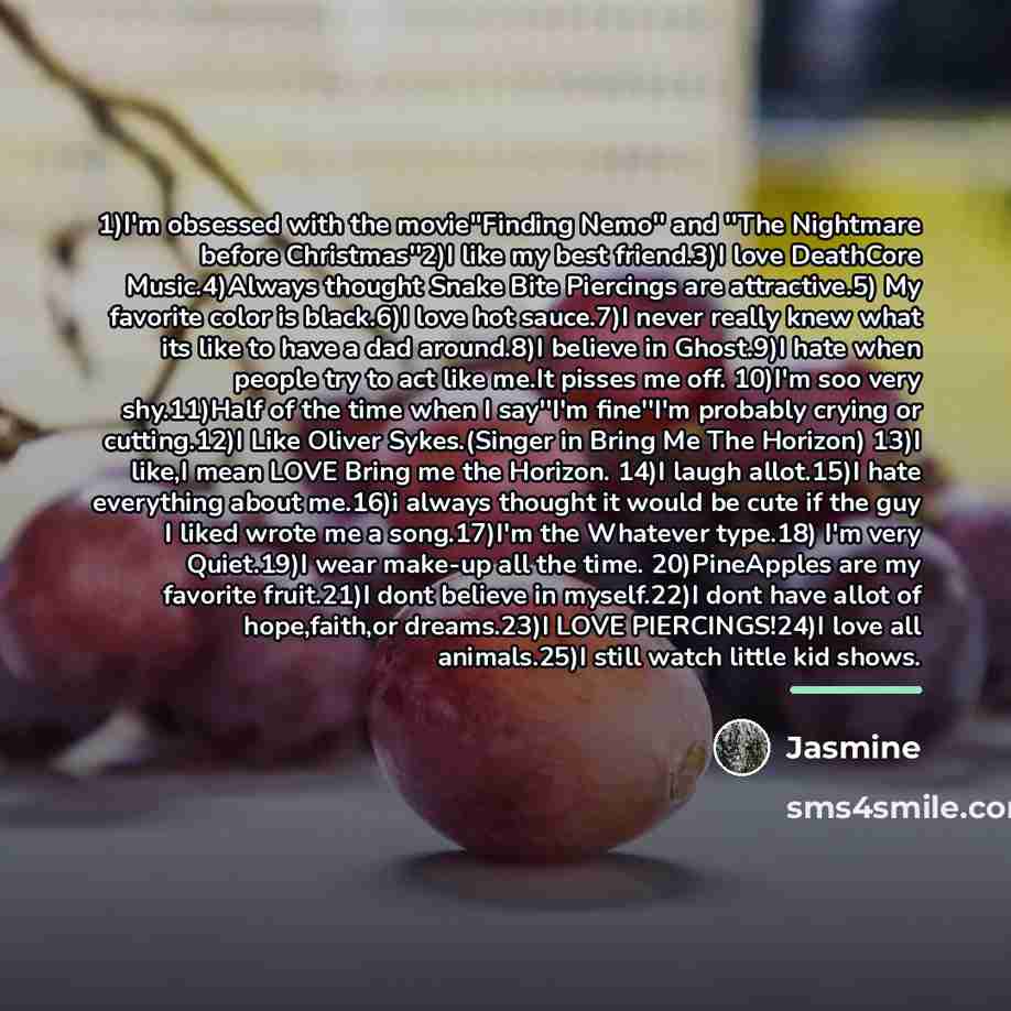 “1)I'm obsessed with the movie''Finding Nemo'' and ''The Nightmare before…” quote by Jasmine