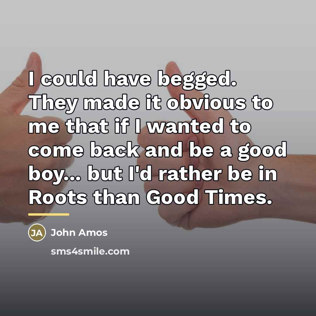 “I could have begged. They made it obvious to me…” quote by John Amos