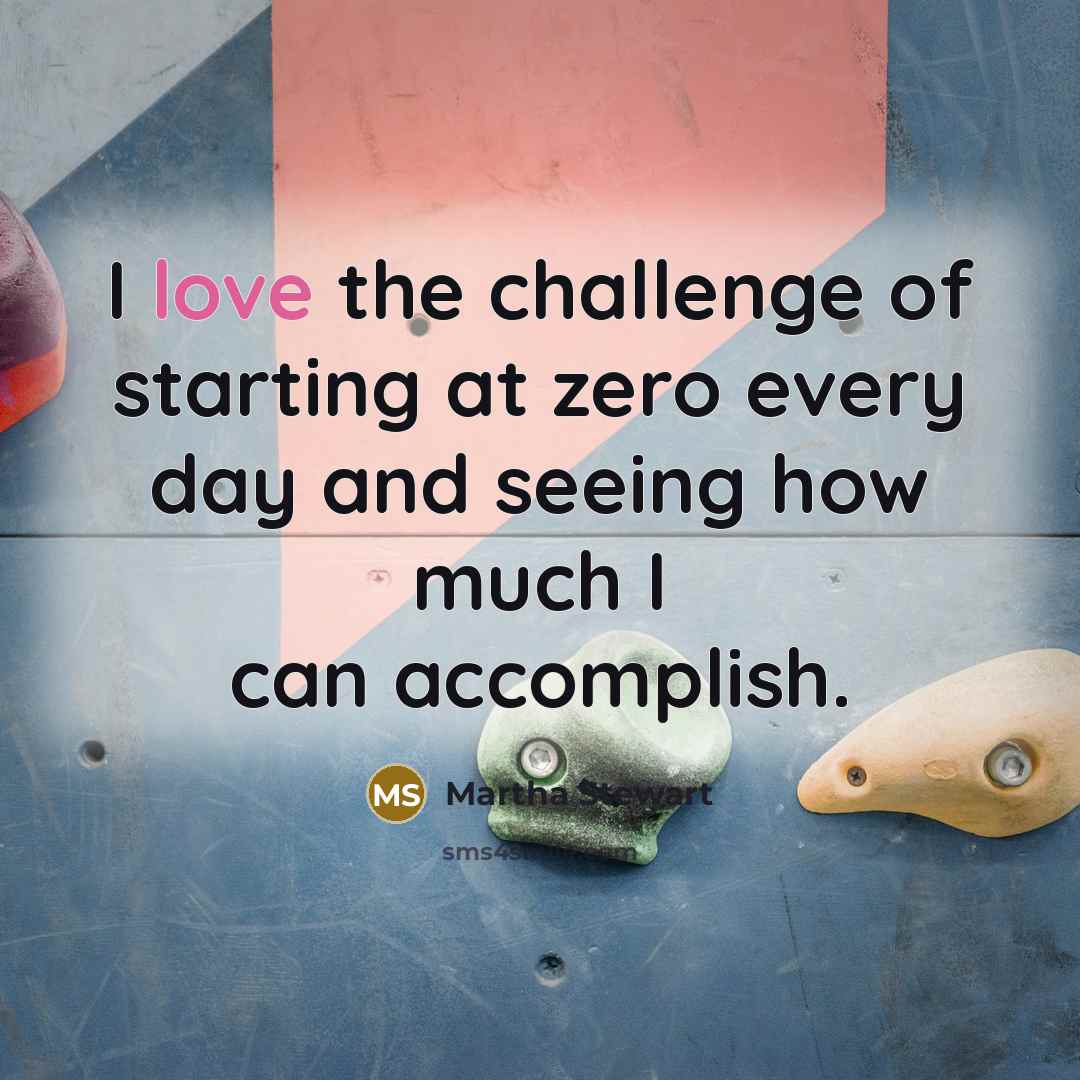“I love the challenge of starting at zero every day…” quote by Martha Stewart