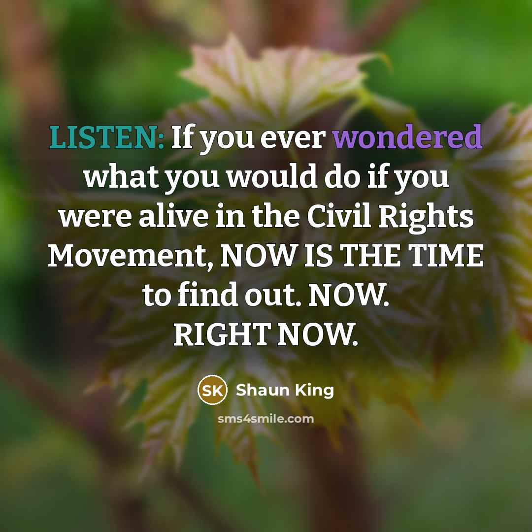“LISTEN: If you ever wondered what you would do if…” quote by Shaun King