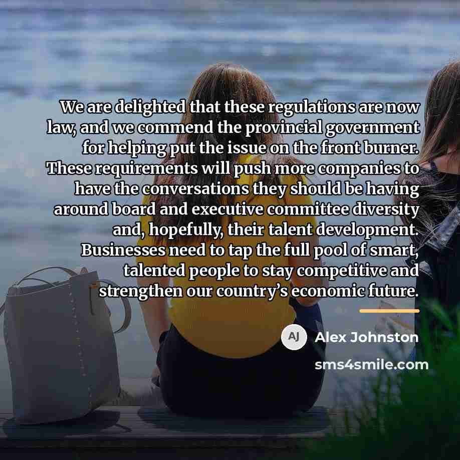 “We are delighted that these regulations are now law, and…” quote by Alex Johnston