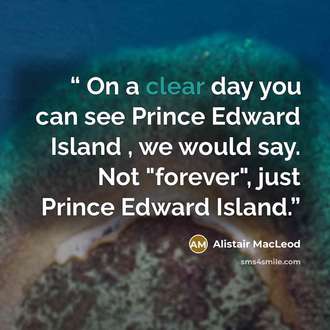 “On a clear day you can see Prince Edward Island , we would say. Not "forever", just Prince Edward Island.” quote by Alistair MacLeod