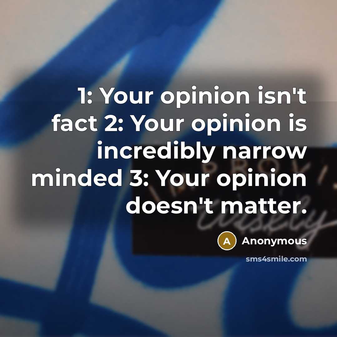 “1: Your opinion isn't fact 2: Your opinion is incredibly…” quote by Anonymous