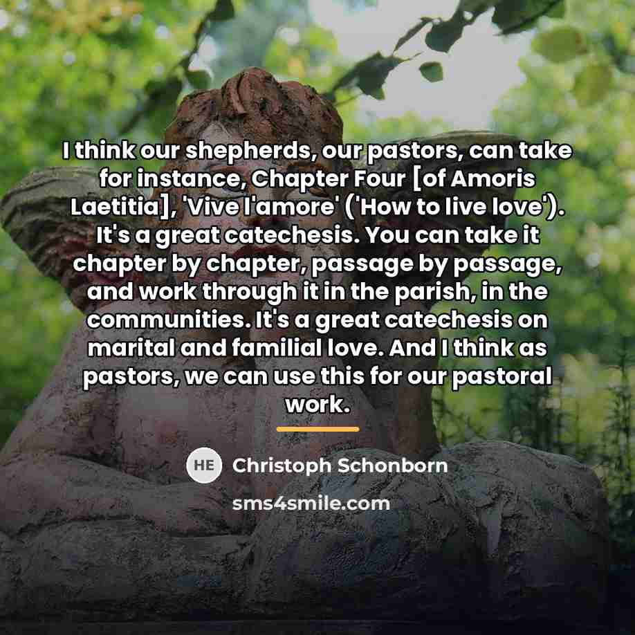 “I think our shepherds, our pastors, can take for instance,…” quote by Christoph Schonborn