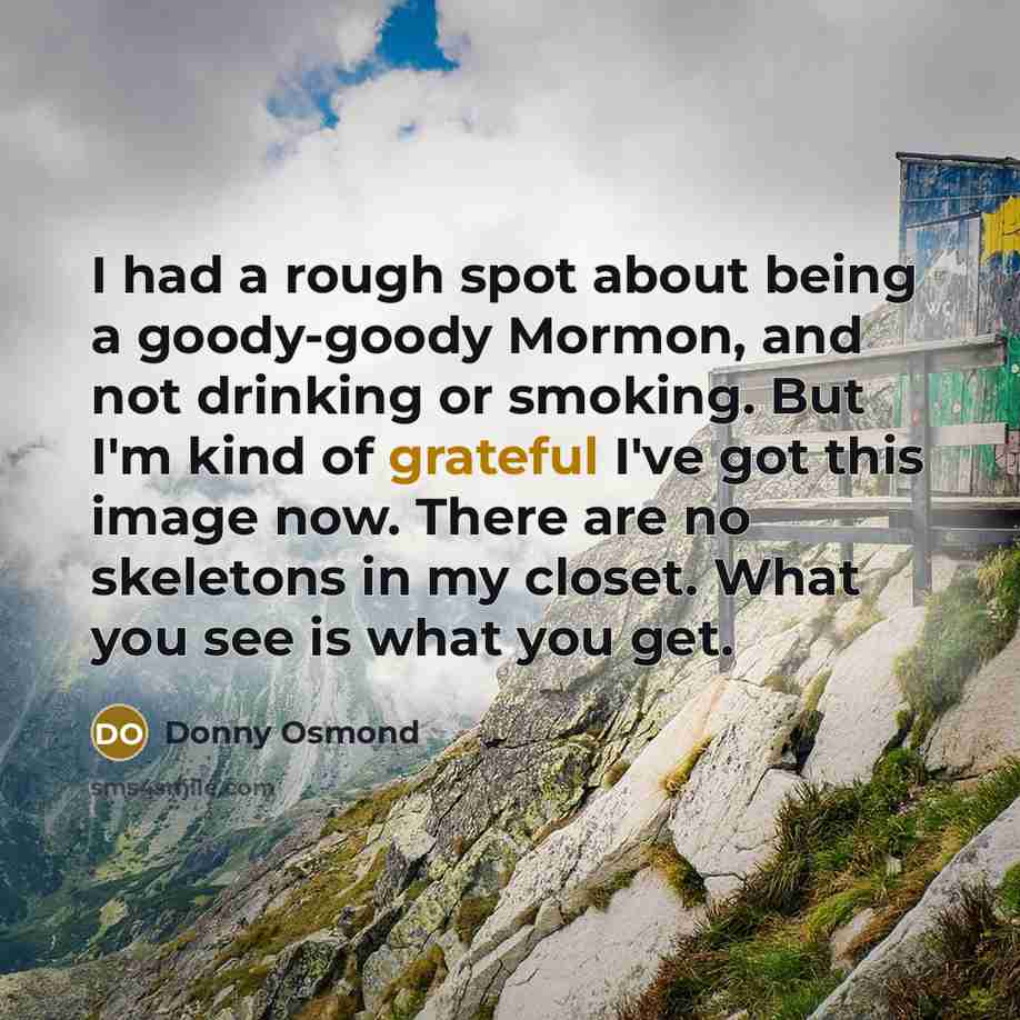 “I had a rough spot about being a goody-goody Mormon,…” quote by Donny Osmond