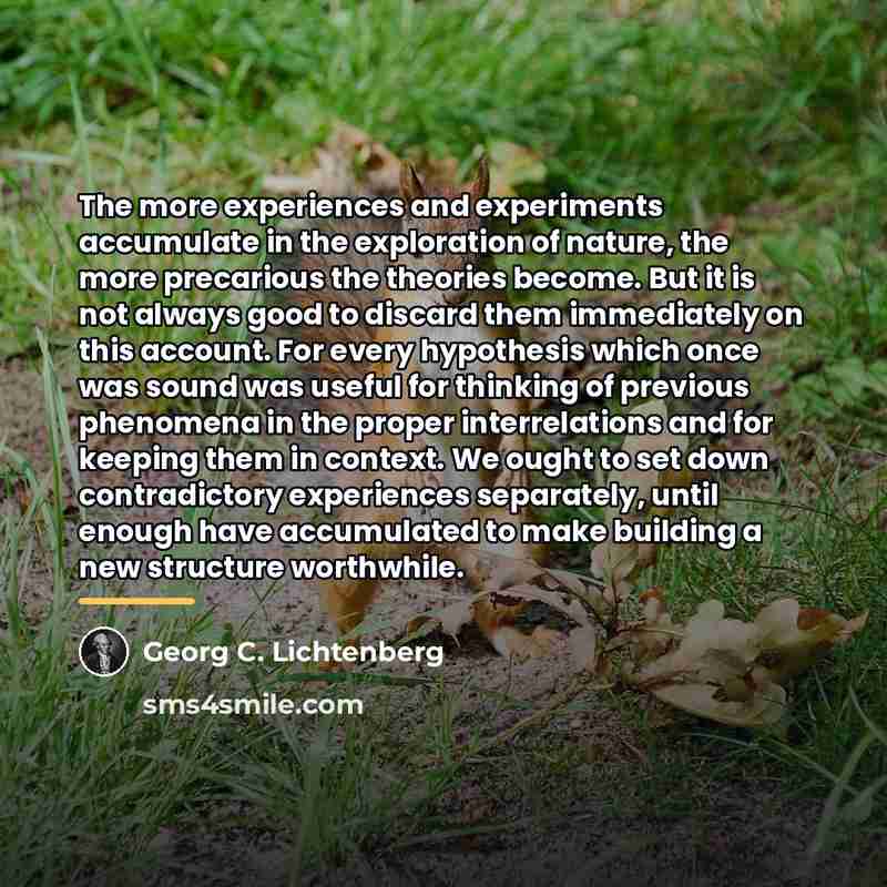 “The more experiences and experiments accumulate in the exploration of…” quote by Georg C. Lichtenberg