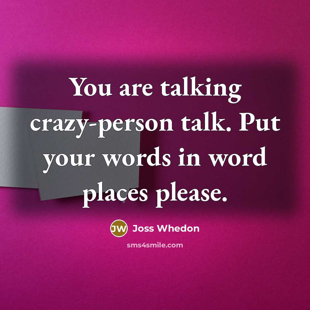 “You are talking crazy-person talk. Put your words in word…” quote by Joss Whedon