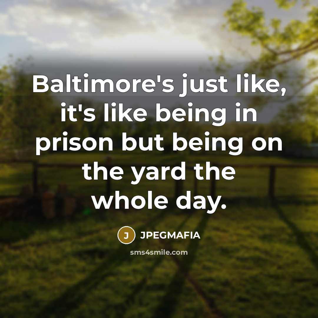 “Baltimore's just like, it's like being in prison but being…” quote by JPEGMAFIA