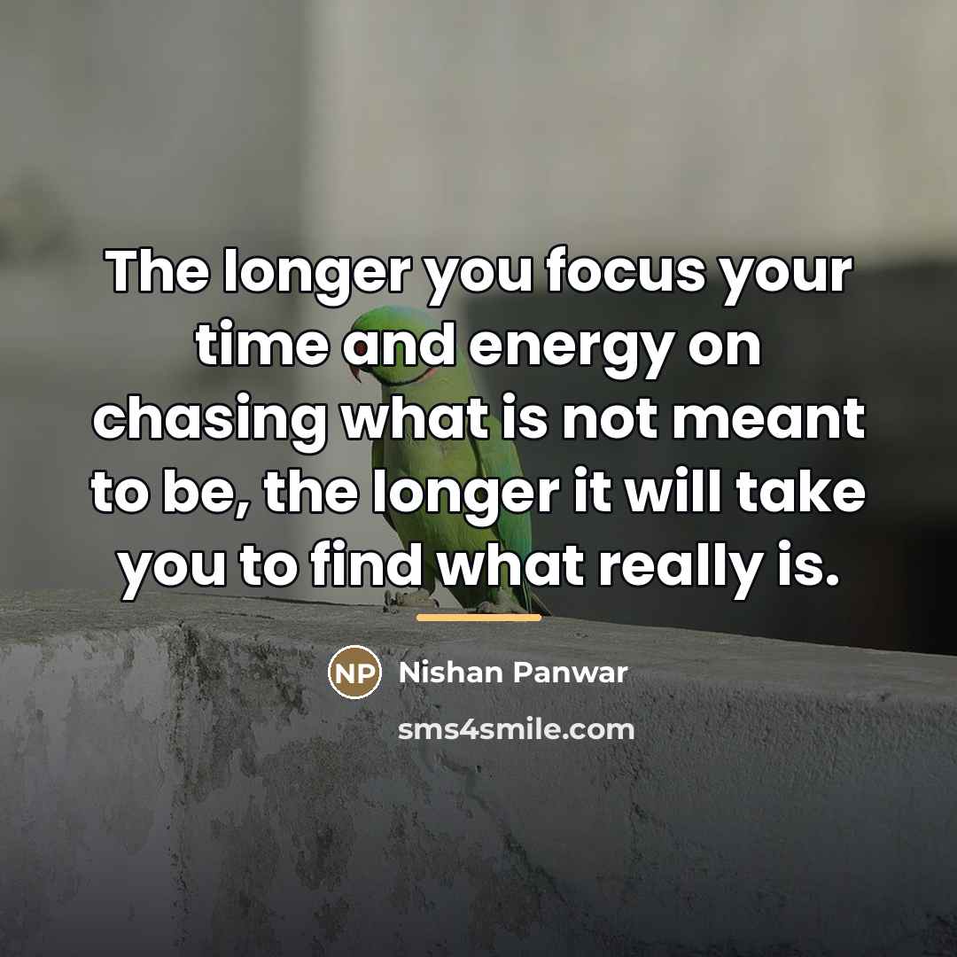 “The longer you focus your time and energy on chasing…” quote by Nishan Panwar