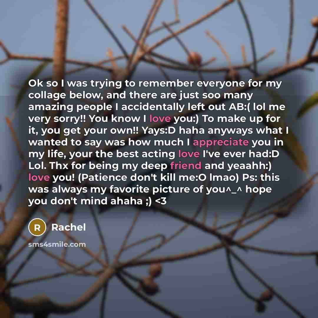 “Ok so I was trying to remember everyone for my…” quote by Rachel