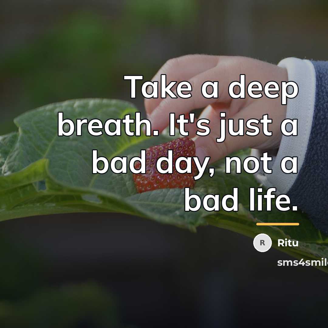 “Take a deep breath. It's just a bad day, not…” quote by Ritu