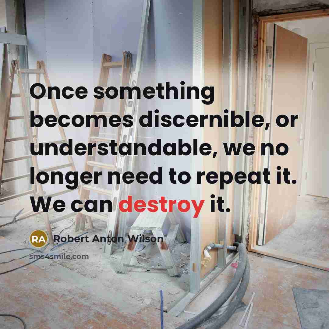 “Once something becomes discernible, or understandable, we no longer need…” quote by Robert Anton Wilson