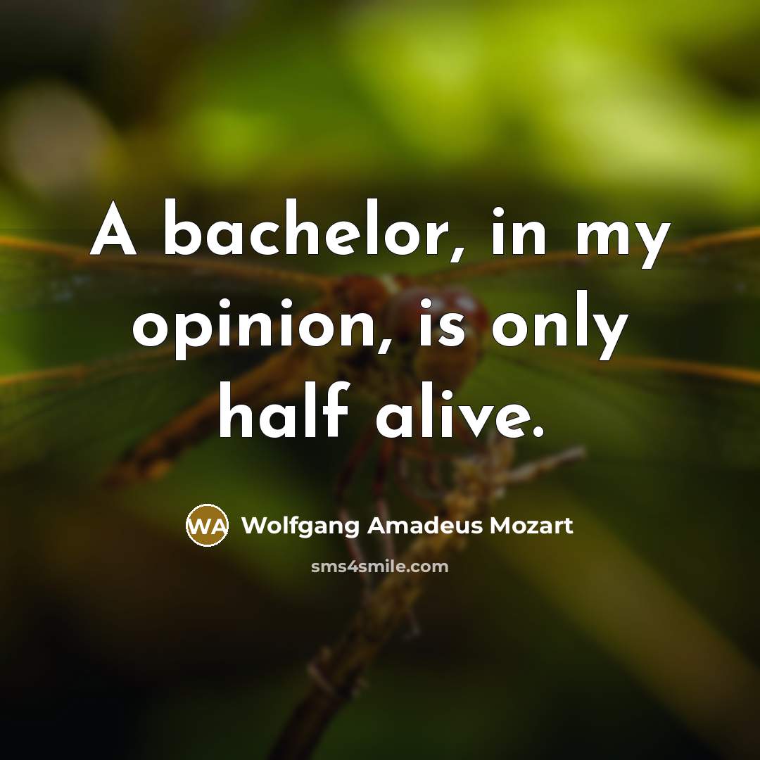 “A bachelor, in my opinion, is only half alive.…” quote by Wolfgang Amadeus Mozart