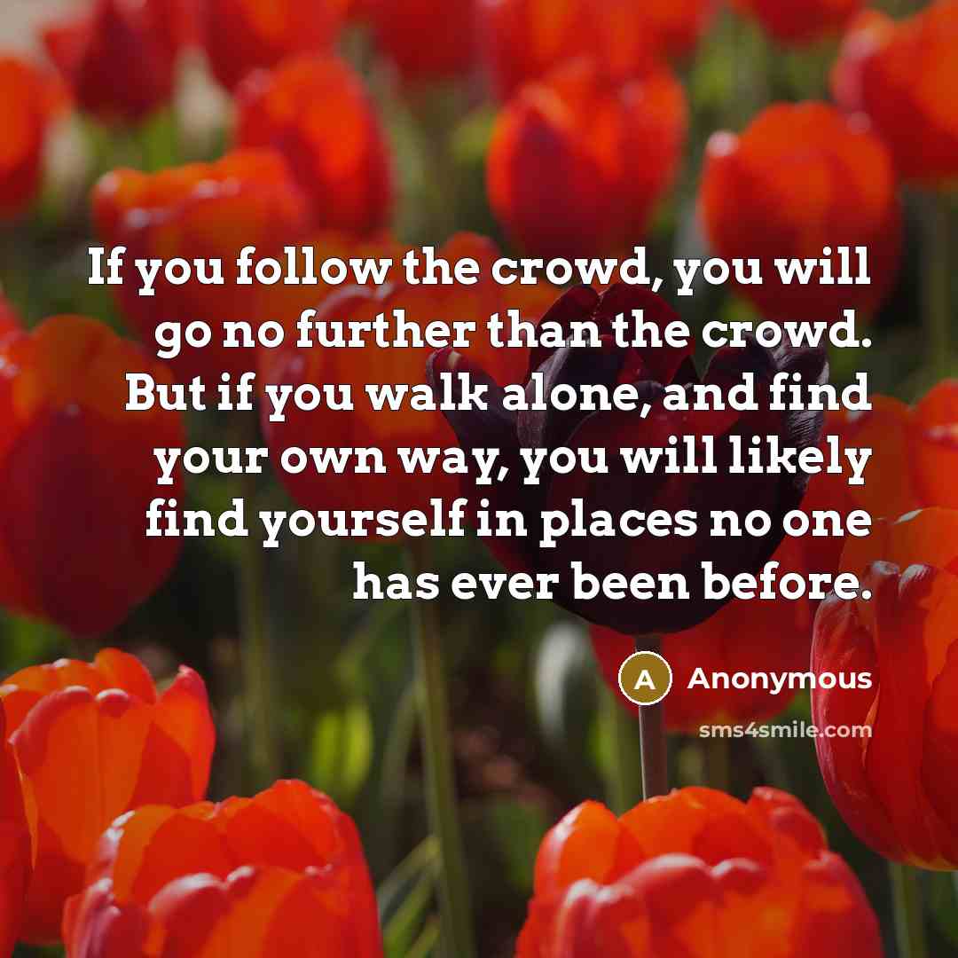 “If you follow the crowd, you will go no further…” quote by Anonymous