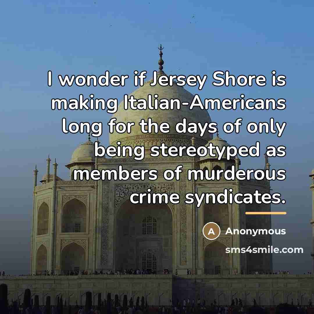 “I wonder if Jersey Shore is making Italian-Americans long for…” quote by Anonymous