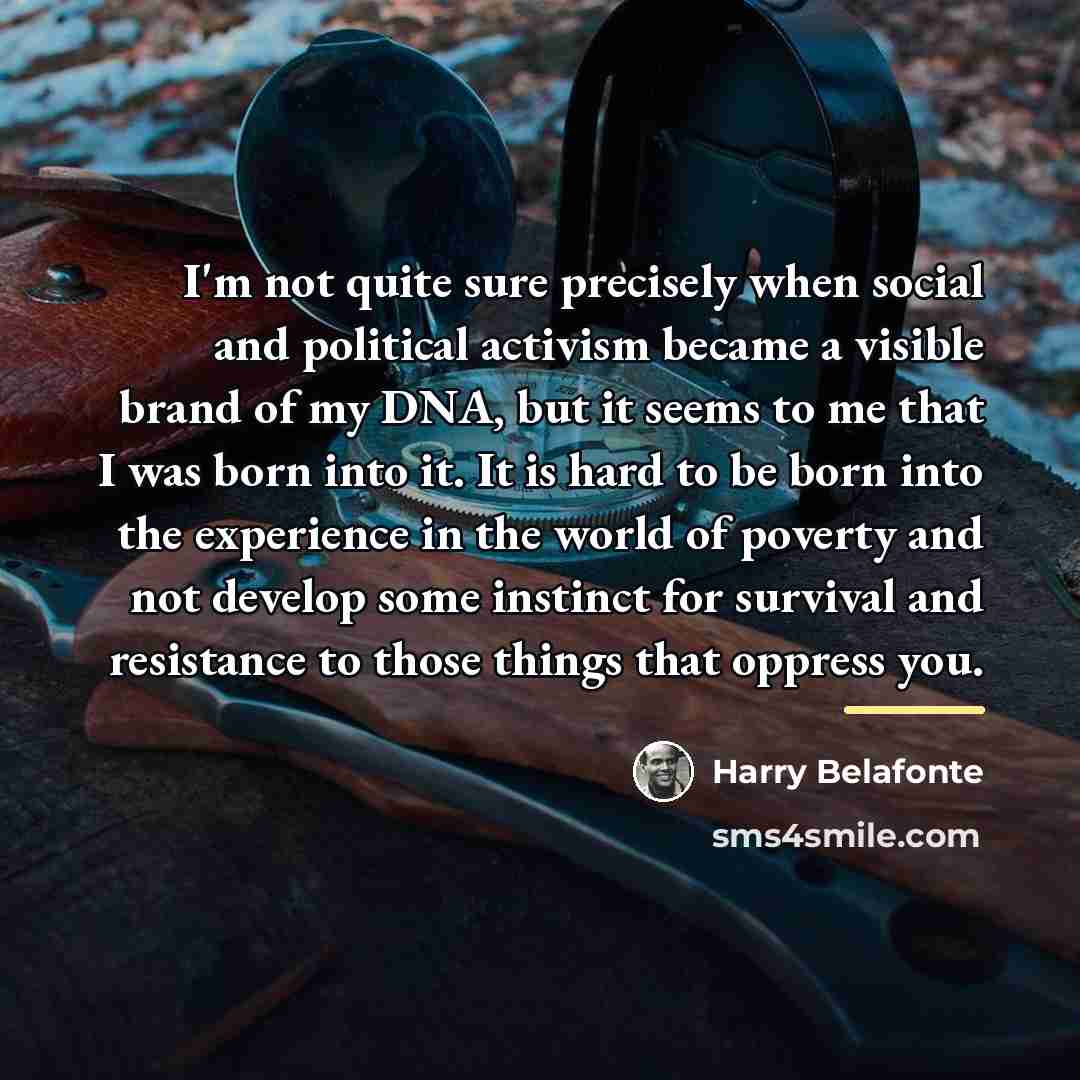 “I'm not quite sure precisely when social and political activism…” quote by Harry Belafonte