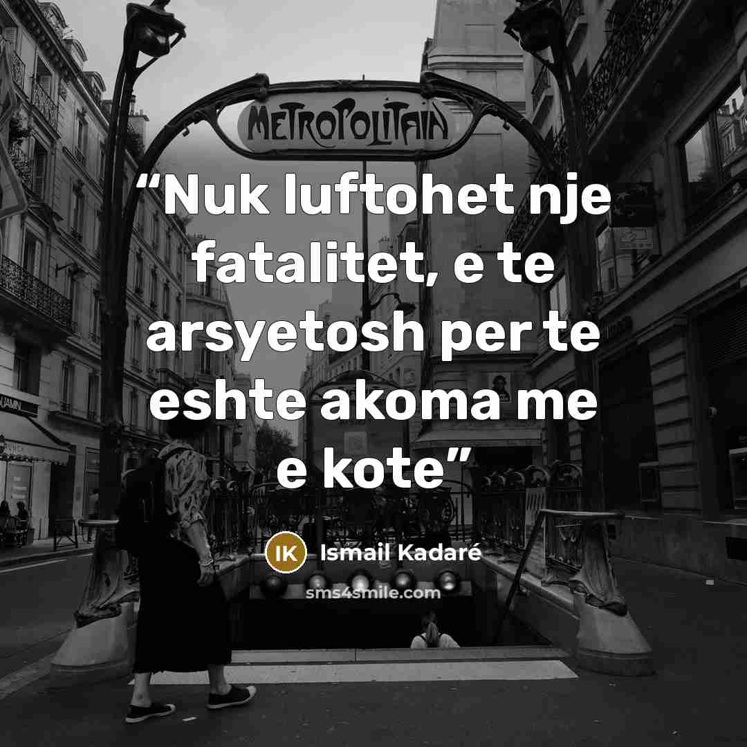“Nuk luftohet nje fatalitet, e te arsyetosh per te eshte akoma me e kote” quote by Ismail Kadaré