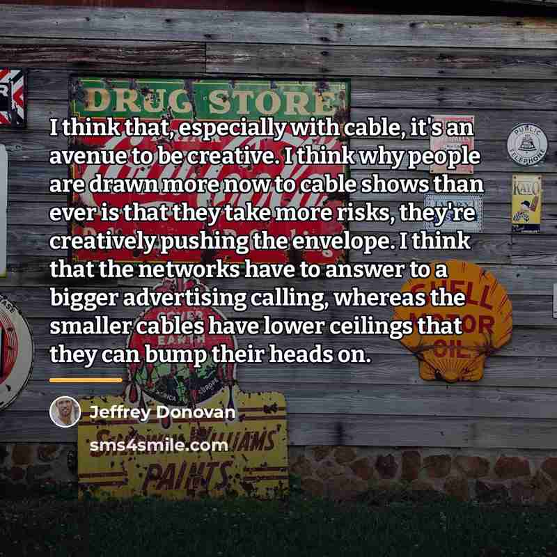 “I think that, especially with cable, it's an avenue to…” quote by Jeffrey Donovan