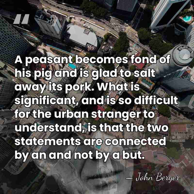 A peasant becomes fond of his pig and is glad to salt&hellip; - John Berger