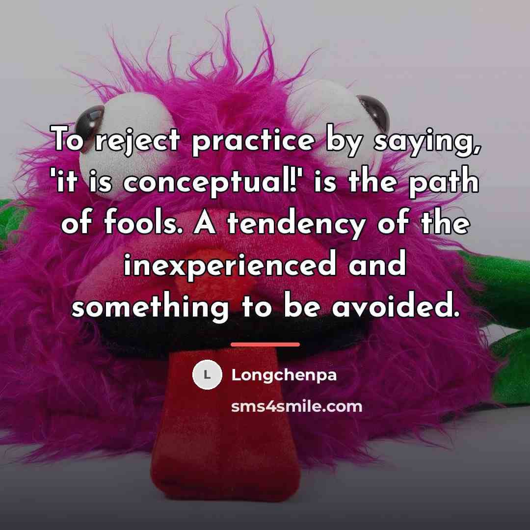 “To reject practice by saying, 'it is conceptual!' is the…” quote by Longchenpa