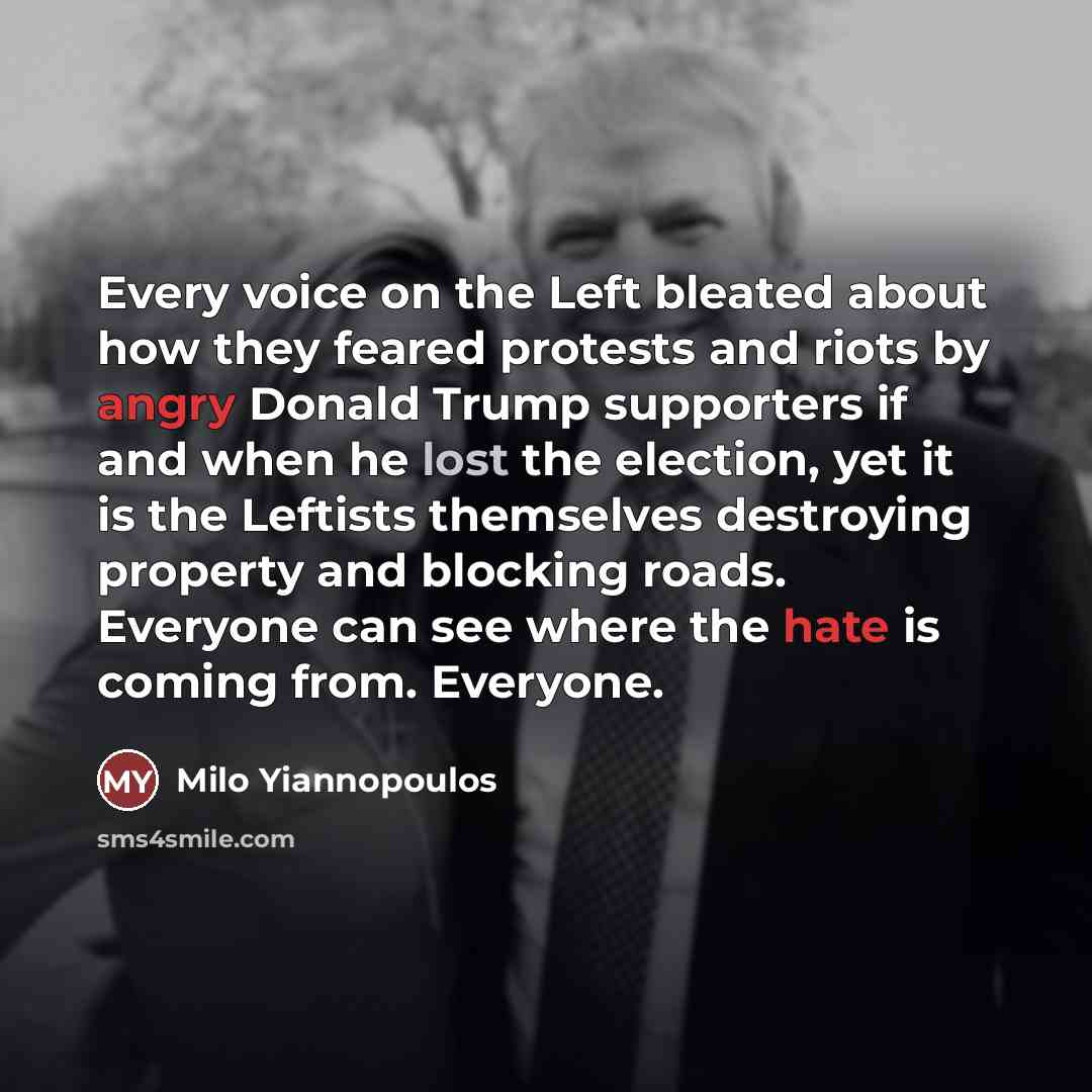 “Every voice on the Left bleated about how they feared…” quote by Milo Yiannopoulos