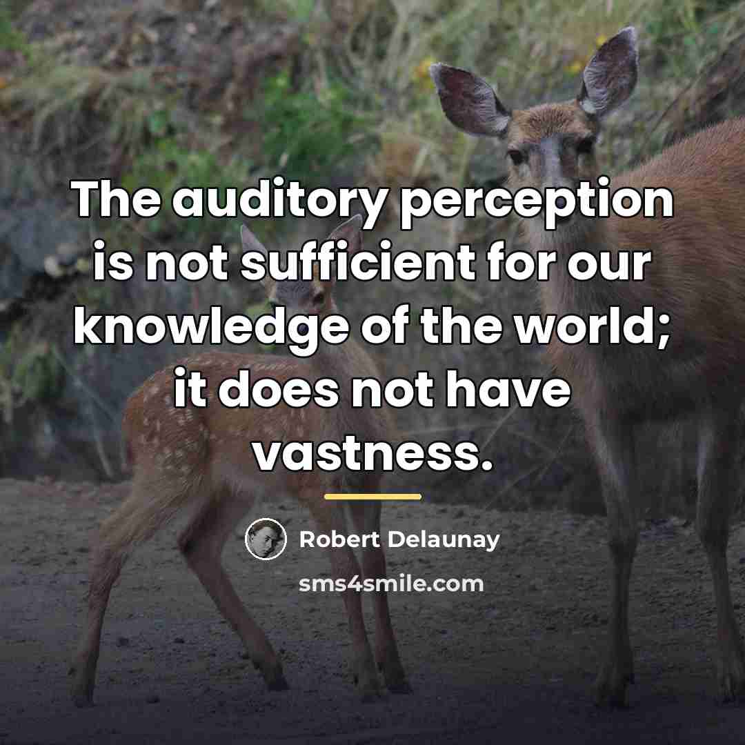 “The auditory perception is not sufficient for our knowledge of…” quote by Robert Delaunay