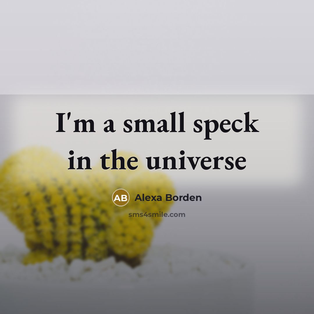“I'm a small speck in the universe…” quote by Alexa Borden