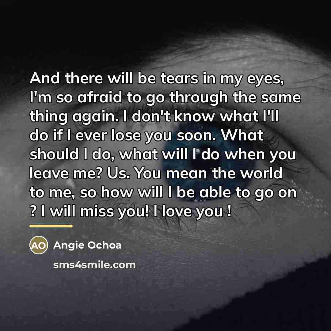 “And there will be tears in my eyes, I'm so…” quote by Angie Ochoa