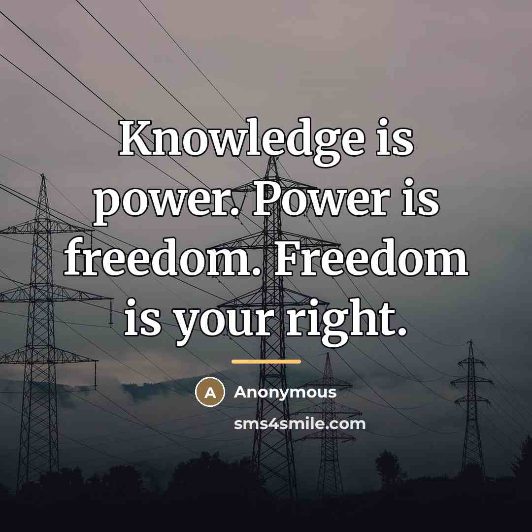 “Knowledge is power. Power is freedom. Freedom is your right.…” quote by Anonymous