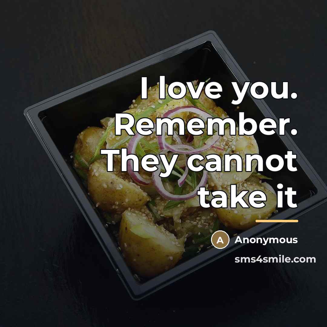 “I love you. Remember. They cannot take it…” quote by Anonymous