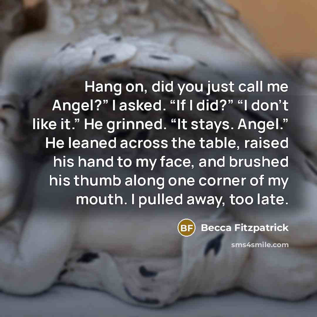 “Hang on, did you just call me Angel?” I asked.…” quote by Becca Fitzpatrick