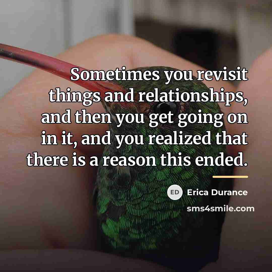“Sometimes you revisit things and relationships, and then you get…” quote by Erica Durance