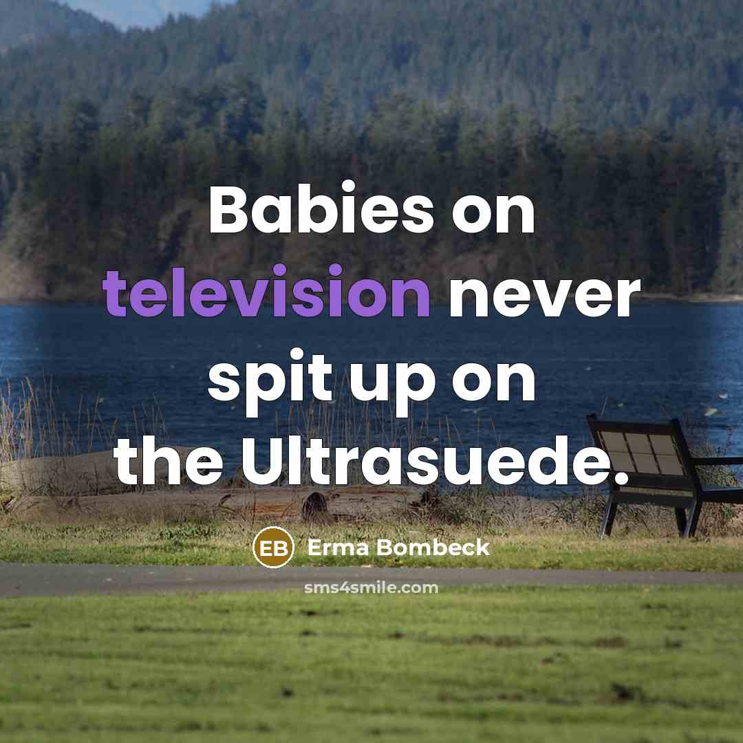 “Babies on television never spit up on the Ultrasuede.” quote by Erma Bombeck