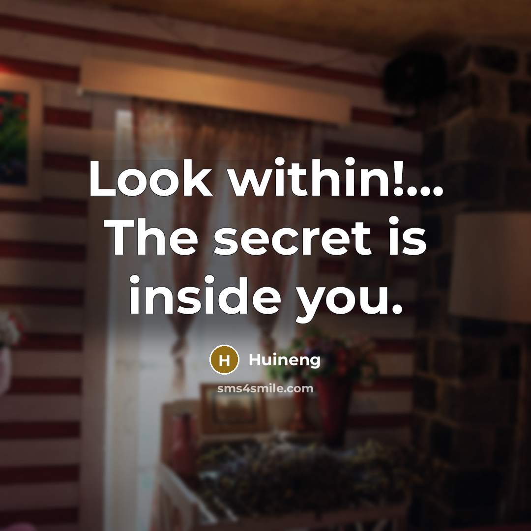 “Look within!... The secret is inside you.” quote by Huineng