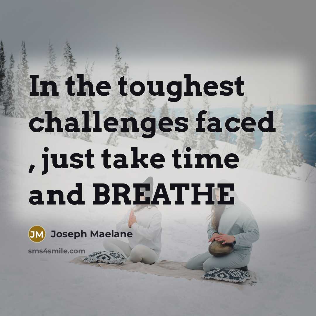 “In the toughest challenges faced , just take time and…” quote by Joseph Maelane