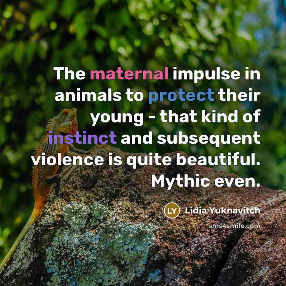 “The maternal impulse in animals to protect their young -…” quote by Lidia Yuknavitch