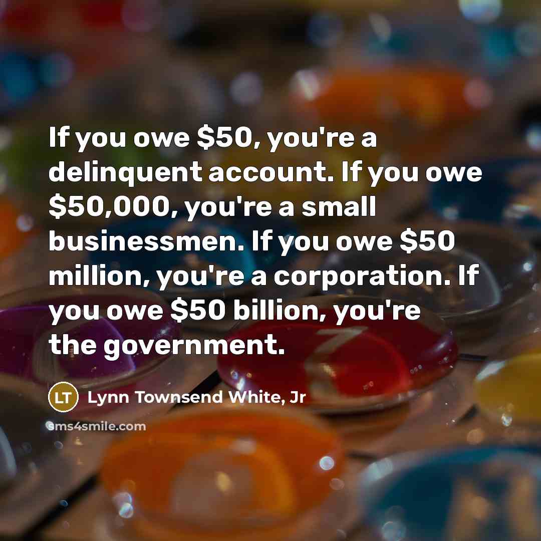 “If you owe $50, you're a delinquent account. If you…” quote by Lynn Townsend White, Jr