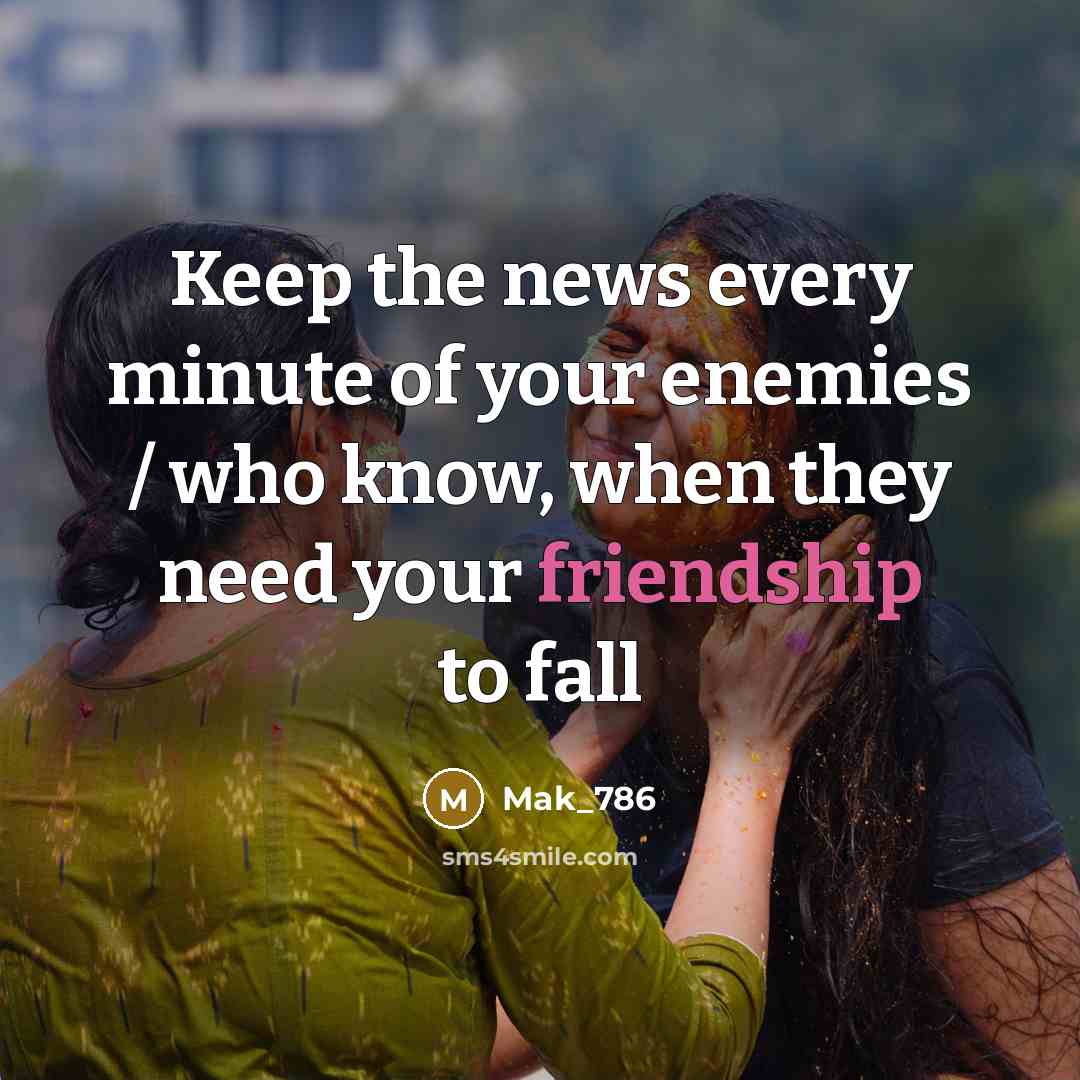 “Keep the news every minute of your enemies / who know, when they need your friendship to fall” quote by Mak_786
